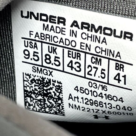 Under Armour Veloce Mid Gray Black Casual Athletic Sneakers Shoes Men's Size 9.5 - Picture 8 of 9